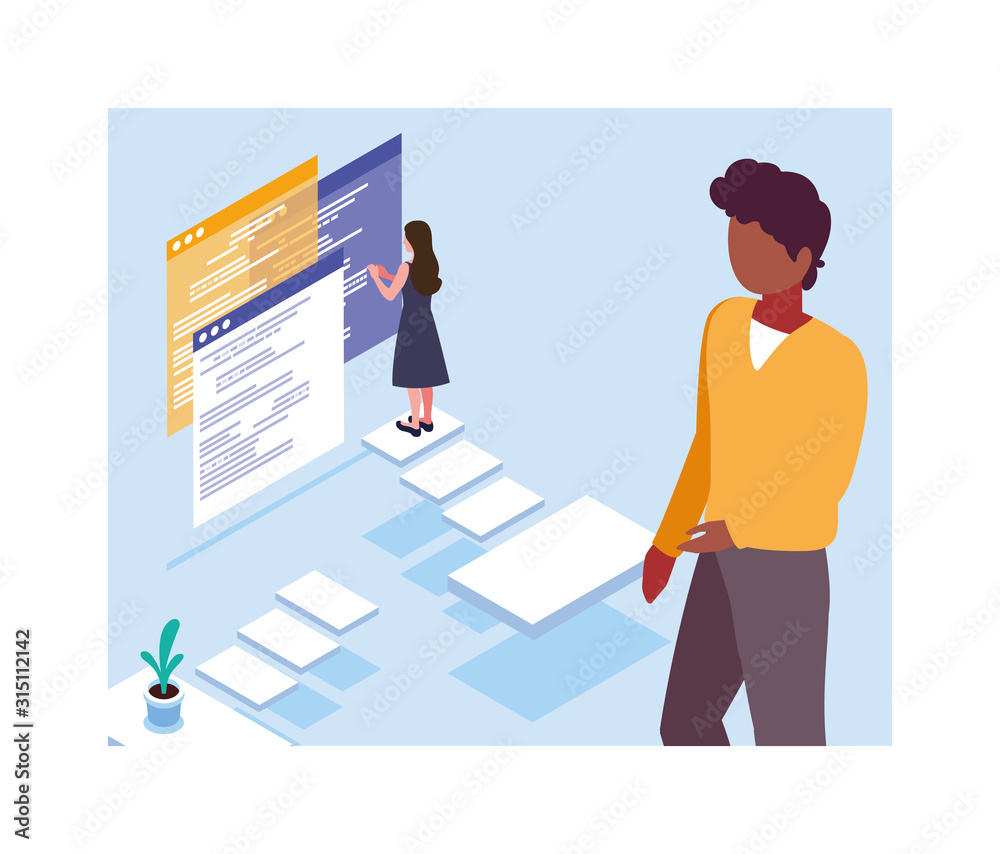 Fototapeta premium couple of people in the front of the screen, business meeting