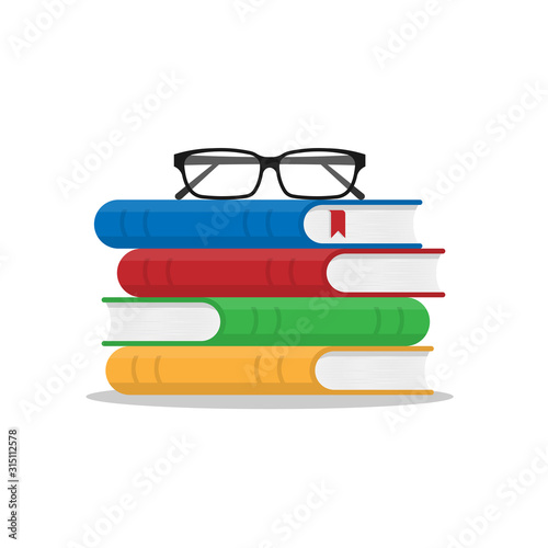 Stack of books isolated on a white background.