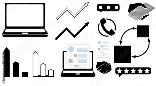 Vector set in black and white style for making infographics.