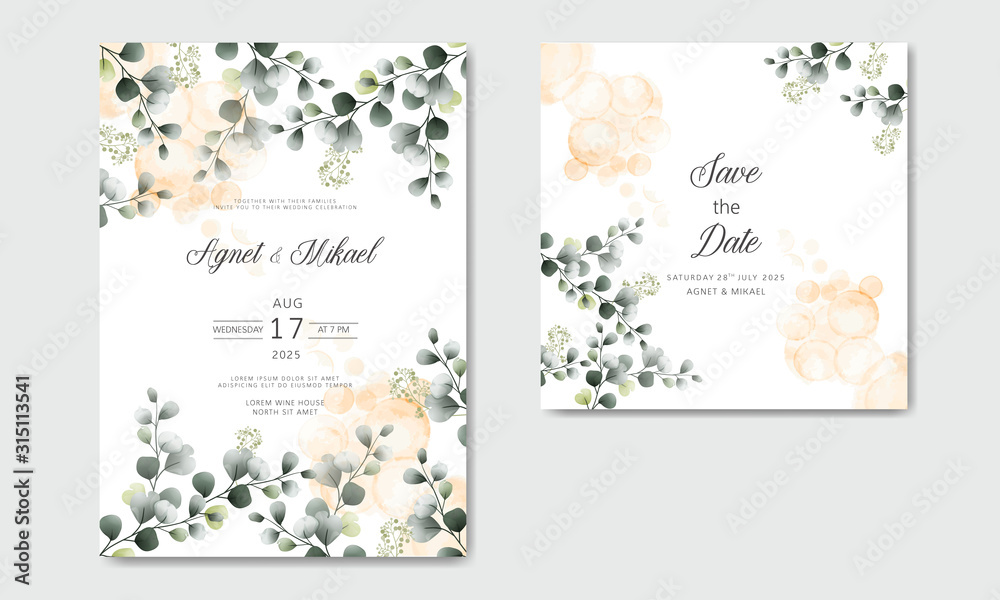 Fototapeta premium beautiful flower wedding invitation cards