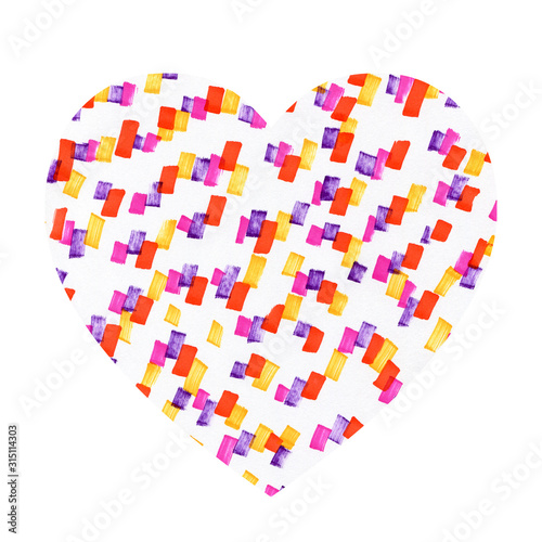 Heart shaped pattern with colorful spots.