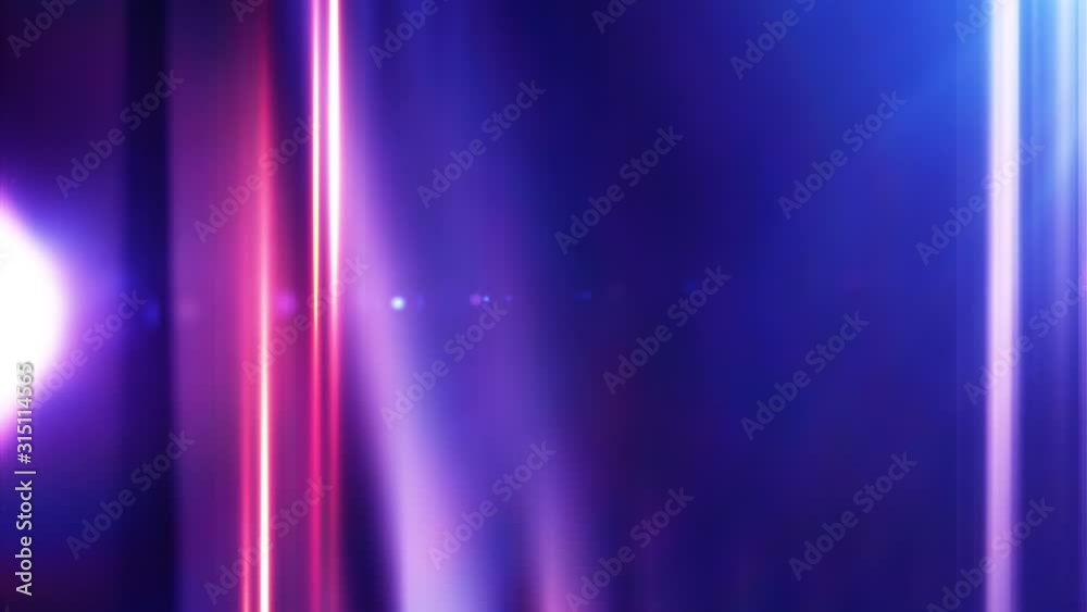 Lens flare light and vertical streaks over black background. Abstract overlay.