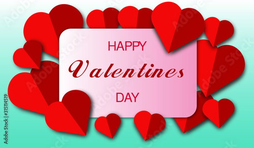 Valentines day abstract background with cut paper. Vector illustration.