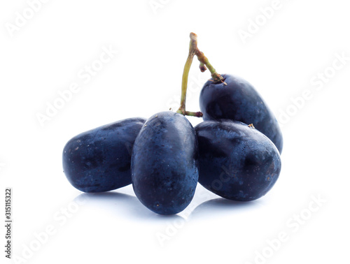 Black grapes, isolated on white
