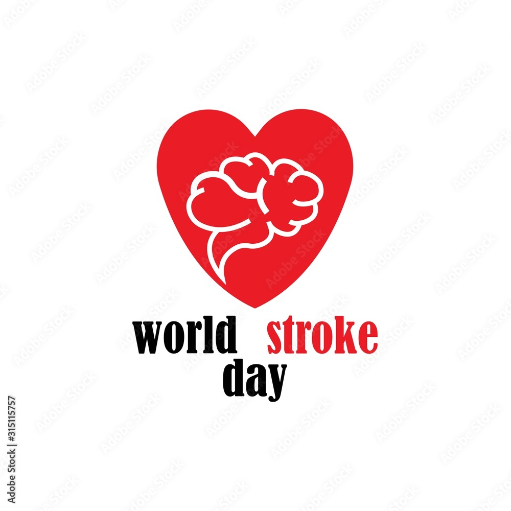 World stroke day design. Vector concept for banners or posters in flat style. Human head in profile view and text template