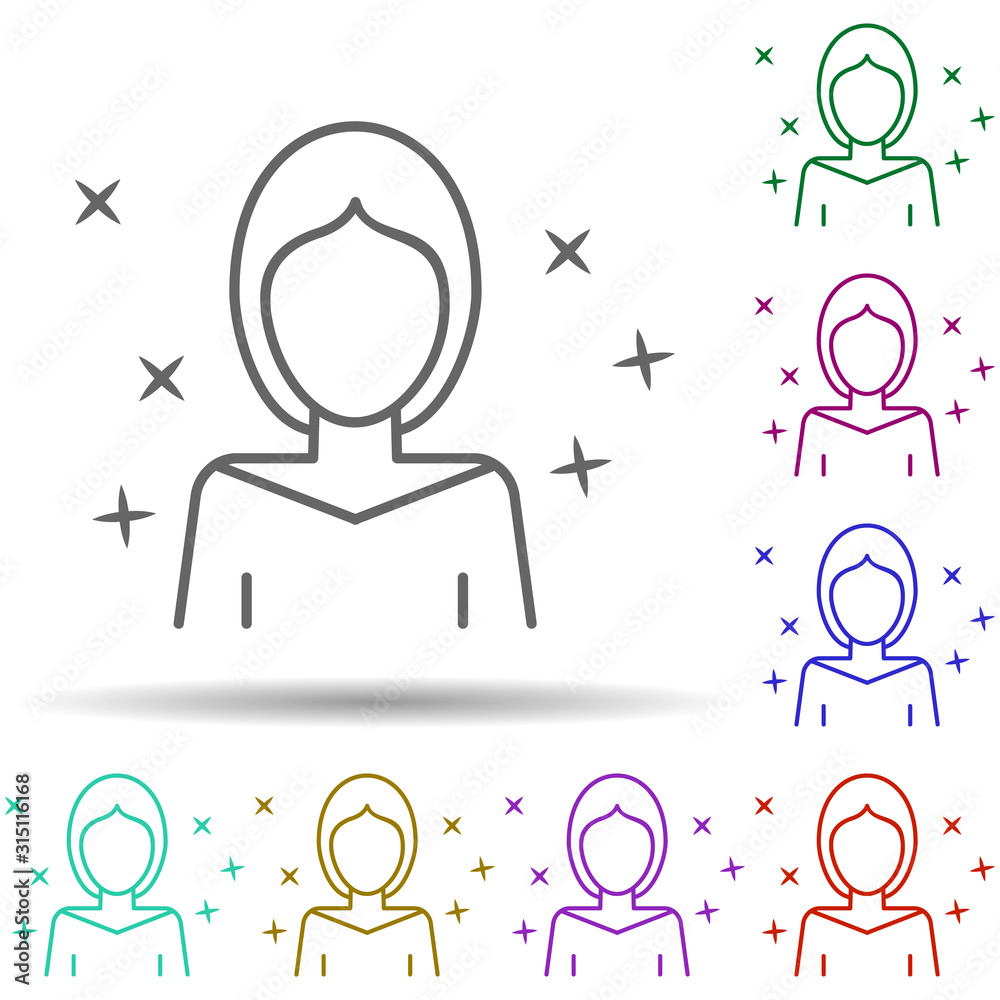 Avatar woman multi color style icon. Simple thin line, outline vector of avatar icons for ui and ux, website or mobile application Avatar woman multi color style icon. Simple thin line, outline vector of avatar icons for ui and ux, website or mobile application