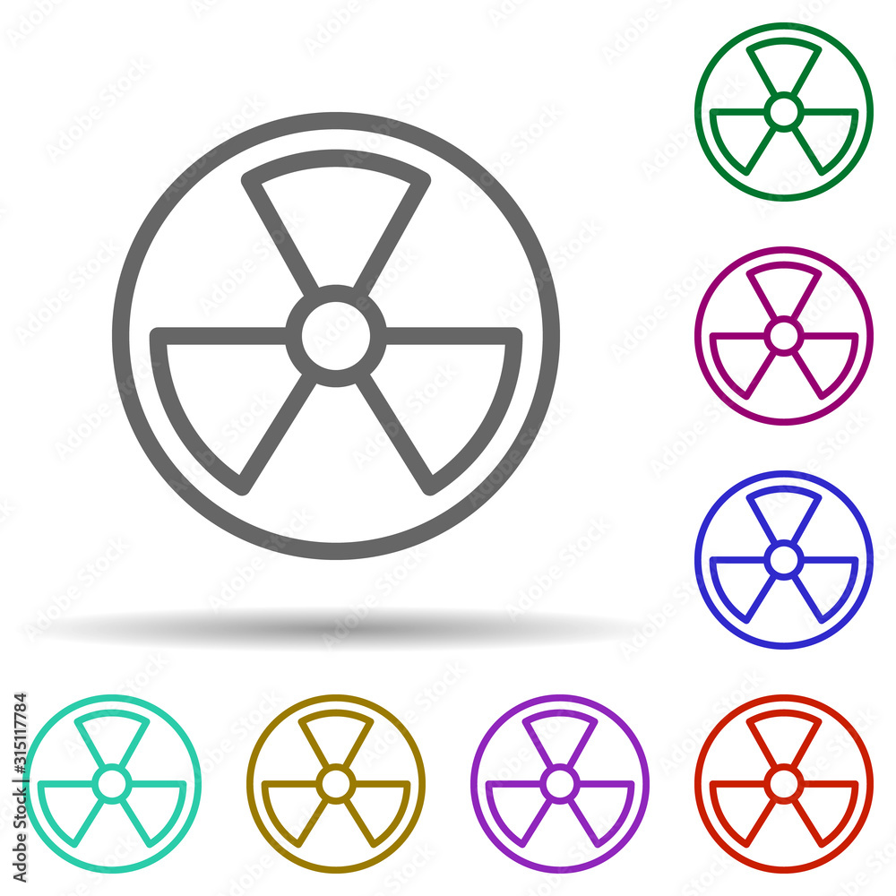 Radiation, sign, energy in multi color style icon. Simple thin line, outline vector of bioengineering icons for ui and ux, website or mobile application Radiation, sign, energy in multi color style icon. Simple thin line, outline vector of bioengineering icons for ui and ux, website or mobile application