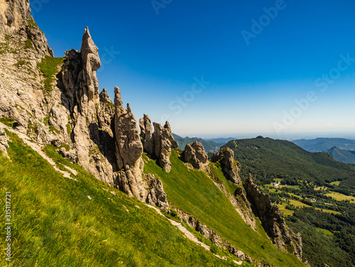 View from hiking trail to rifugio Rosalba on Grigna Meridionale