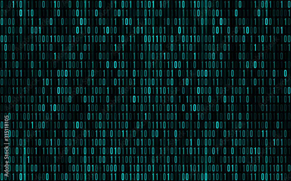 Computer background numbers 1,0. Binary digital code. Programming coding.  Streaming binary code. Seamless pattern. A stream of binary matrix code on  the screen. Binary code for your design. Vector Stock Vector |