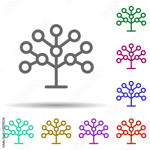 Phylogenetic, tree in multi color style icon. Simple thin line, outline vector of bioengineering icons for ui and ux, website or mobile application
