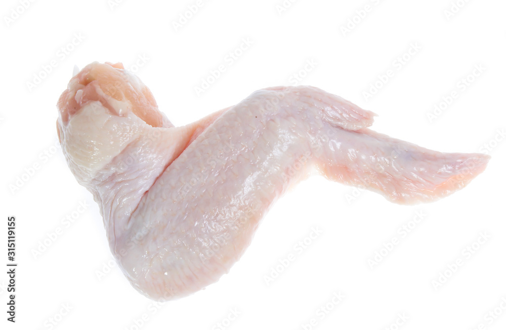 Raw chicken on cutting board on white background Raw chicken on cutting board on white background