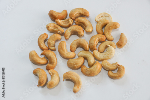 cashew nut on white background