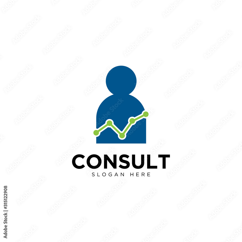 Business consulting logo template. Speech bubble and growth graph vector design. Business consulting logo template. Speech bubble and growth graph vector design.
