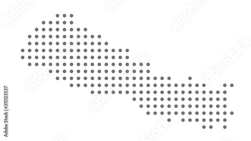 Nepal map dotted grey point on white background