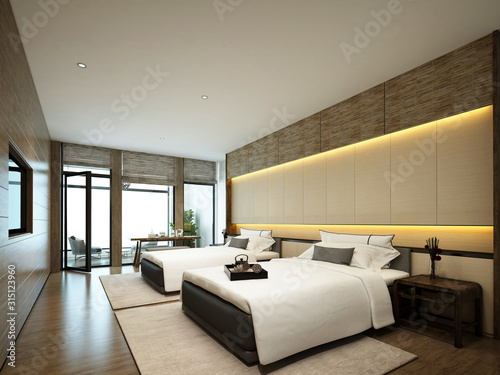 3d render modern hotel suite room
