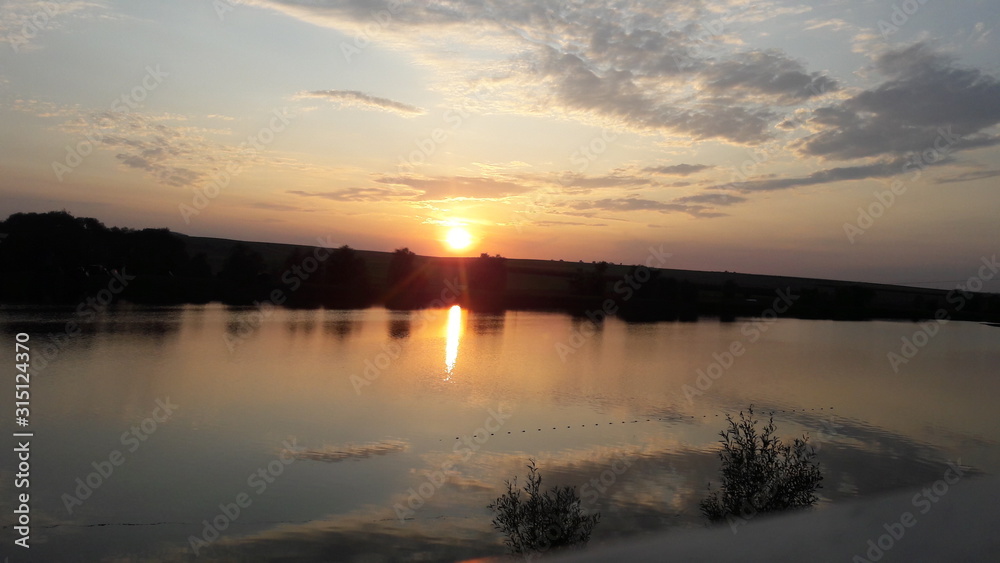 sunset on the lake