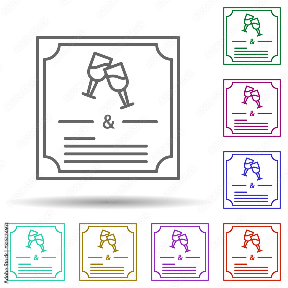 Invitation, communication in multi color style icon. Simple thin line, outline vector of communication icons for ui and ux, website or mobile application Invitation, communication in multi color style icon. Simple thin line, outline vector of communication icons for ui and ux, website or mobile application
