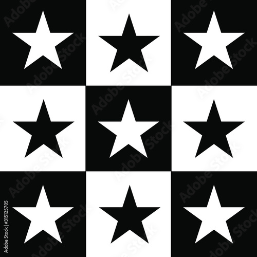 Stars geometric pattern. Black and white composition.