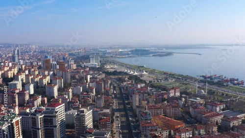 City and Sea Aerial View photo