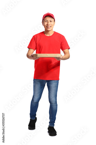 Asian worker of food delive...
