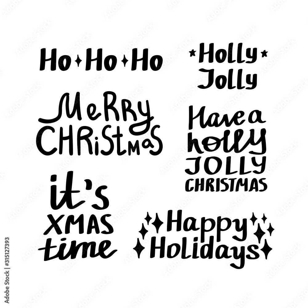 Vector set of hand drawn christmas lettering. Vector xmas collection. Decoration element for cards and invitations. Vector set of hand drawn christmas lettering. Vector xmas collection. Decoration element for cards and invitations.