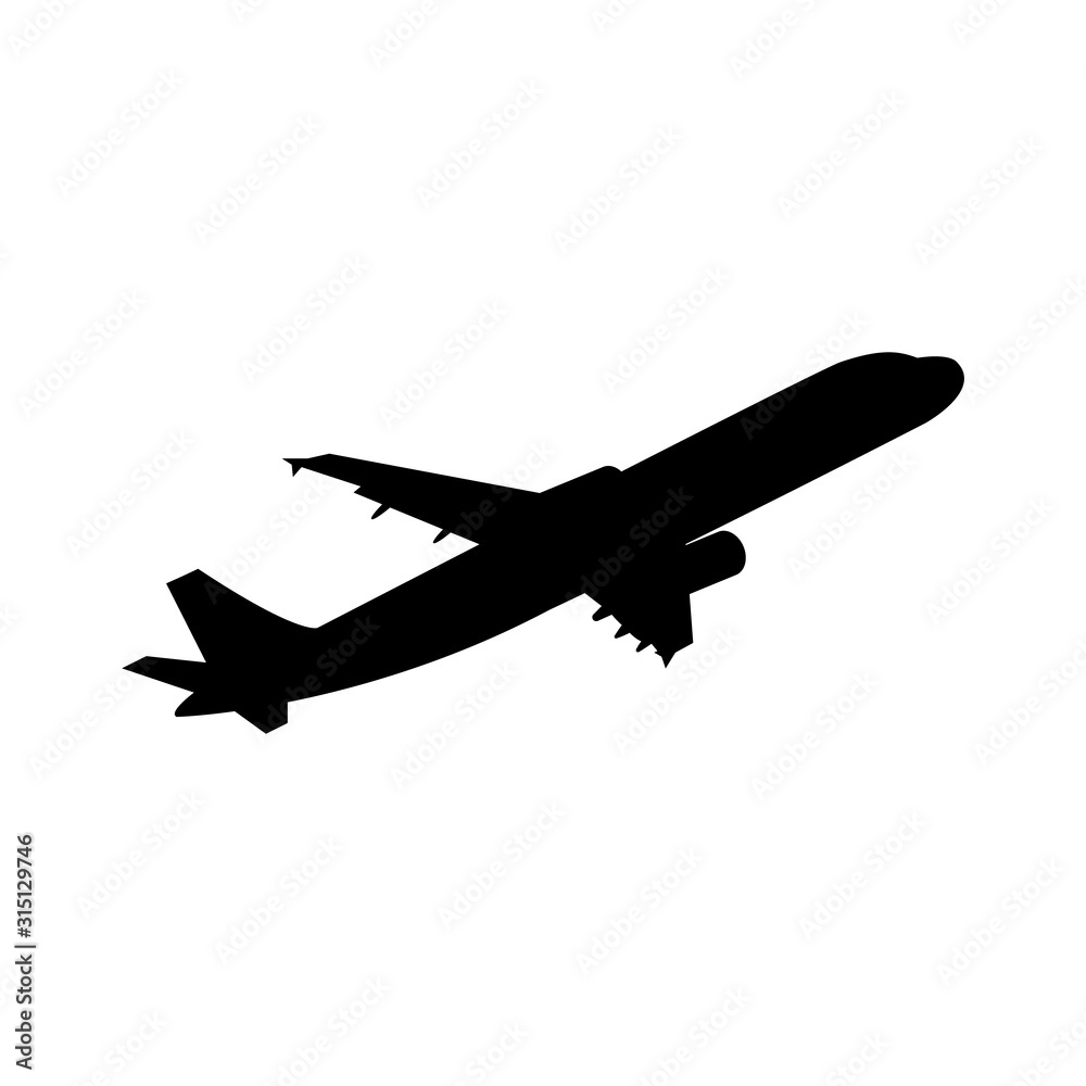 Airplane icon black icon. Vector illustration Airplane icon black icon. Vector illustration