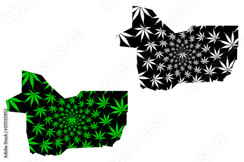 Gao Region (Regions of Mali, Republic of Mali) map is designed cannabis leaf green and black, Gao map made of marijuana (marihuana,THC) foliage.... photo