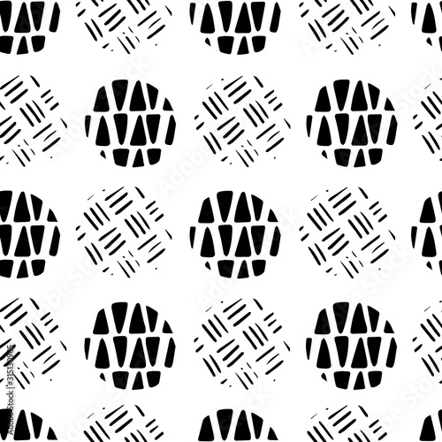 Modern geometric dot seamless texture in black and white. Seamless repeat pattern, perfect for textile, wallpaper and interior design projects. Vector illustration.