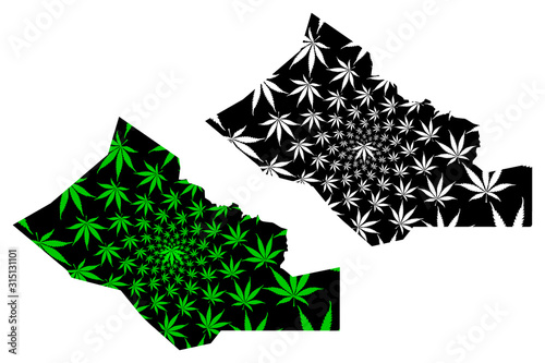 Kidal Region (Regions of Mali, Republic of Mali) map is designed cannabis leaf green and black, Kidal map made of marijuana (marihuana,THC) foliage....