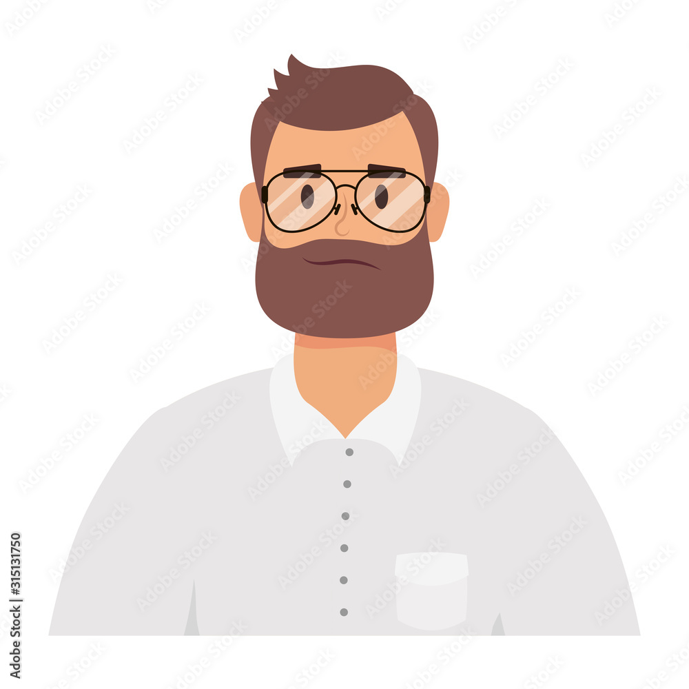 young man with beard avatar character