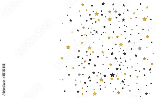 Gold, silver and black stars border card background.