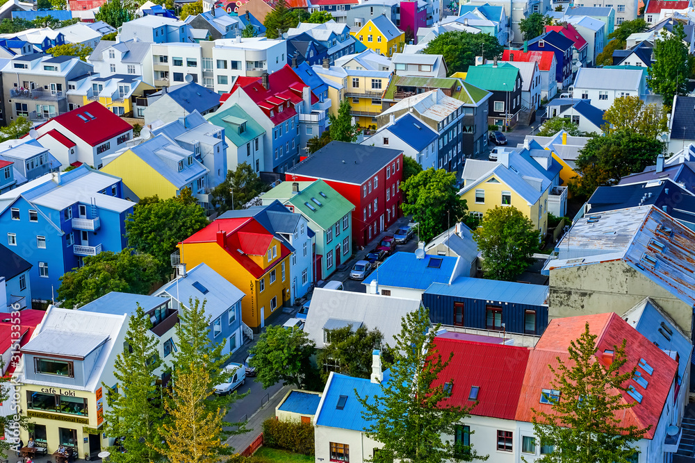 Obraz na płótnie Colorful Houses Streets Reykjavik Iceland w salonie