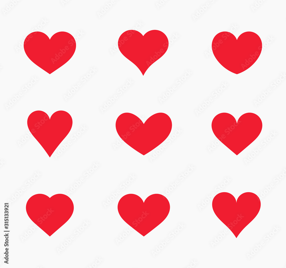 Red hearts icons. - obrazy, fototapety, plakaty 
