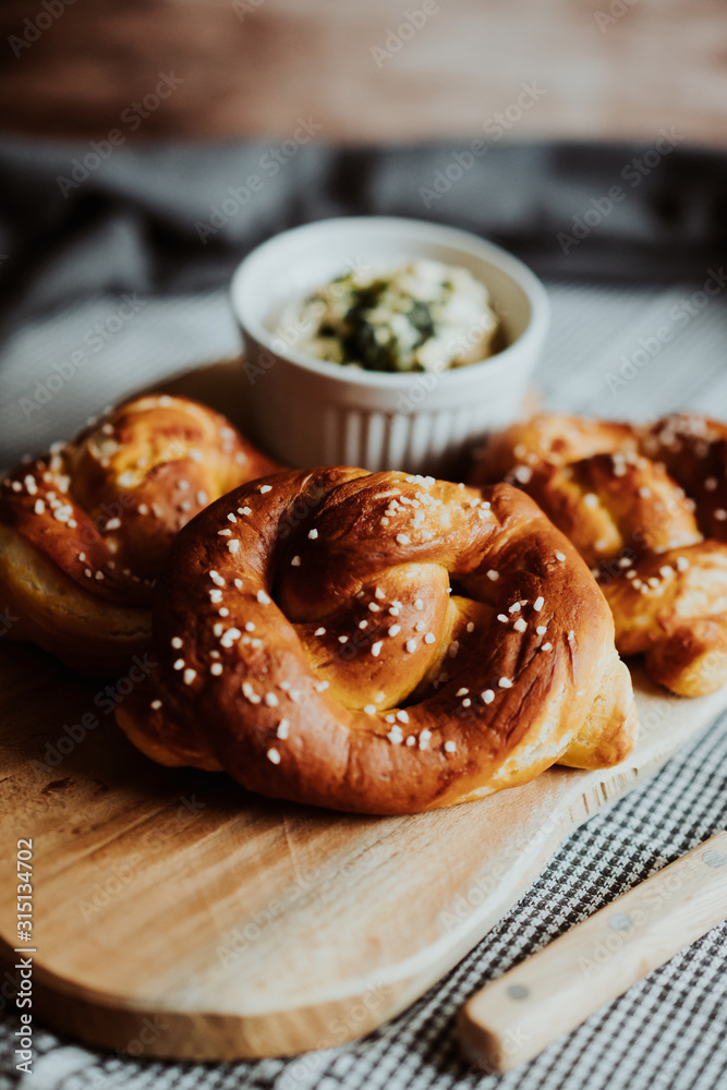 Soft und salty pretzel, moody food still life Soft und salty pretzel, moody food still life