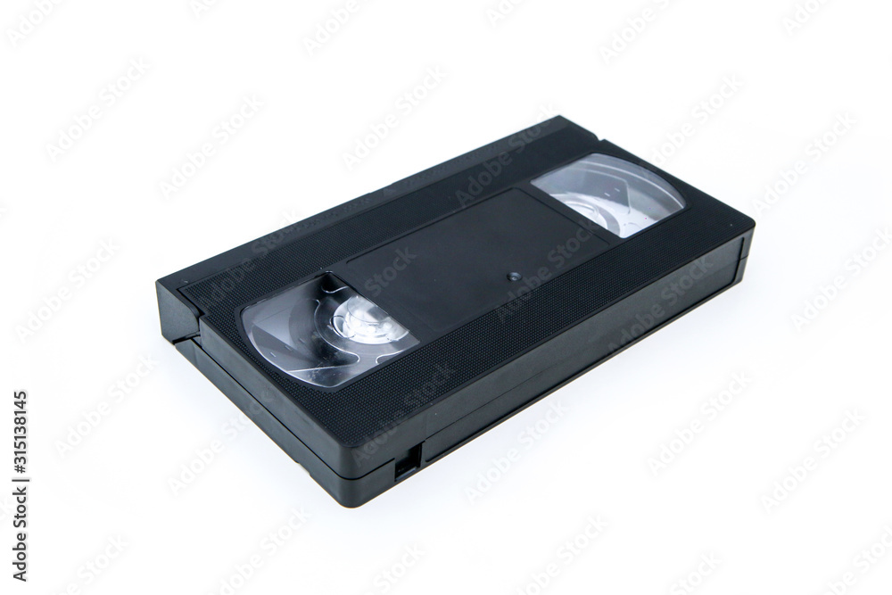 The old retro vhs video cassete isolated on a white background. 