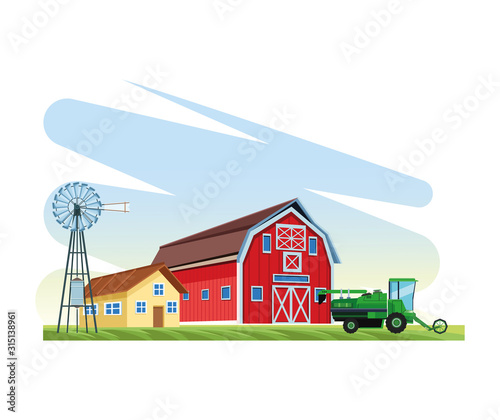 farming agriculture truck house barn windmill