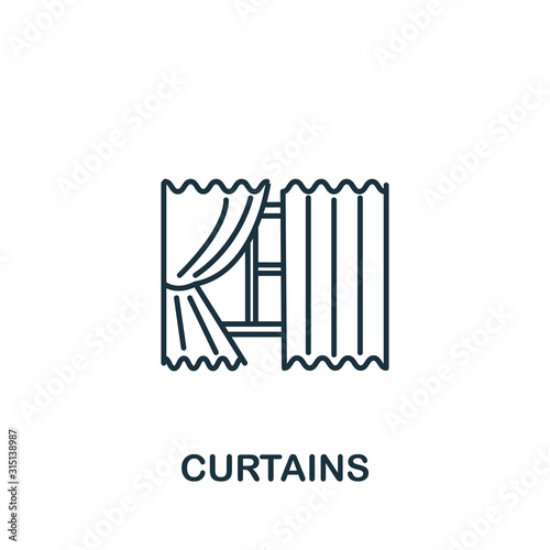Curtains icon from interior collection. Simple line element Curtains symbol for templates, web design and infographics
