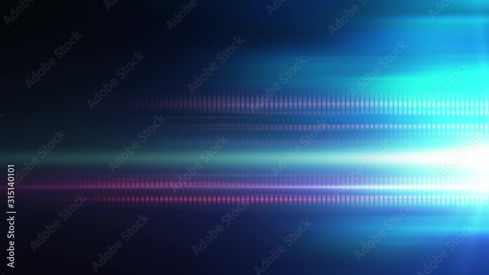 Horizontal lens flare light over black background.