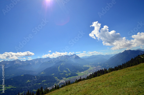 Alpen Panorama Wolken Himmel blau
