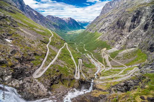 TROLLSTIGEN, NORWAY - June, 2019: Trollstigen viewing or viewpoint platform. Trollstigen or Trolls Path is a serpentine mountain road in Rauma Municipality in Norway