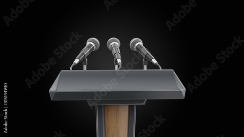 Obraz na plátně Podium lectern with microphones
