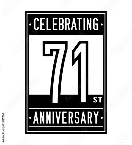 71 years logo design template. Anniversary vector and illustration.