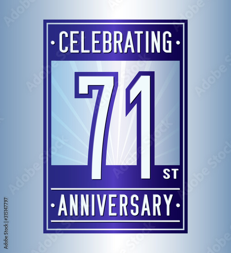 71 years logo design template. Anniversary vector and illustration.