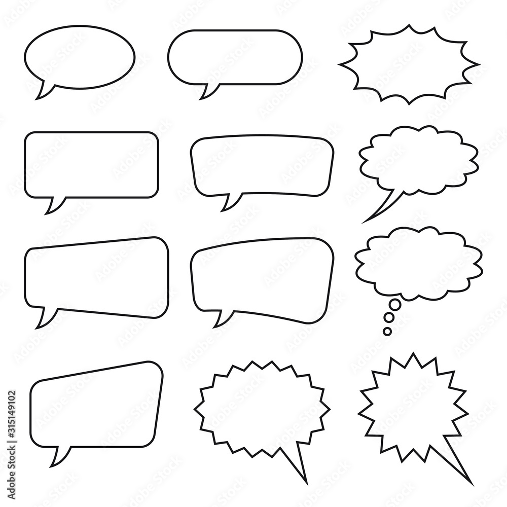 Obraz premium Speech bubble, speech balloon, chat bubble line art vector icon for apps and websites