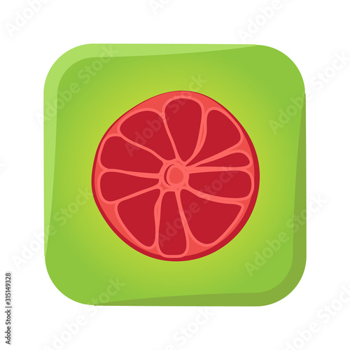 Cartoon color vector grapefruit icon