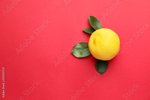 Ripe lemon on color background