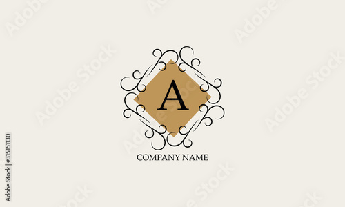 Elegant logo with letter A. Design of magnificent geometric monogram for business, boutique, hotel, fashion.