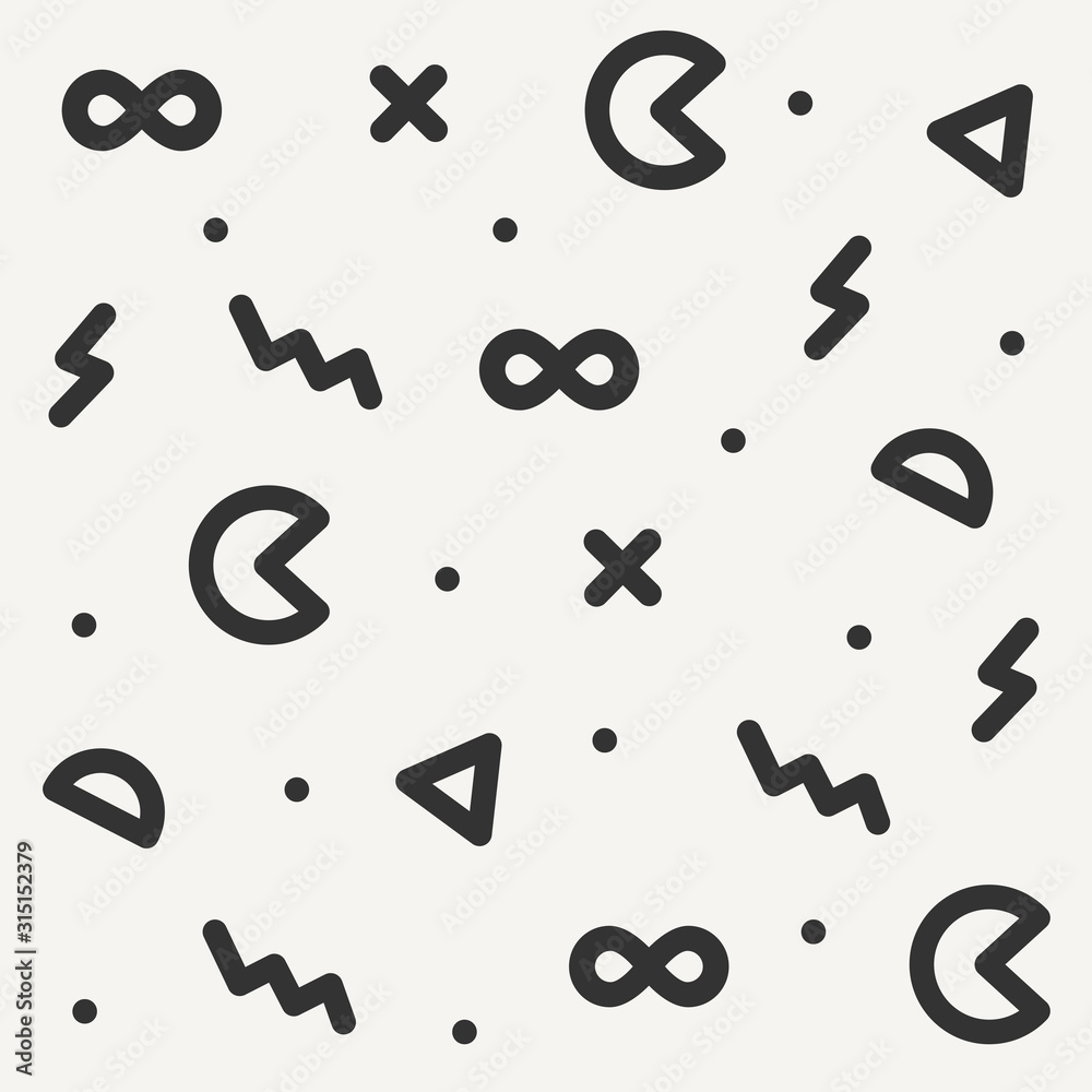 Seamless black and white geometric pattern. Hipster Memphis style. Seamless black and white geometric pattern. Hipster Memphis style.