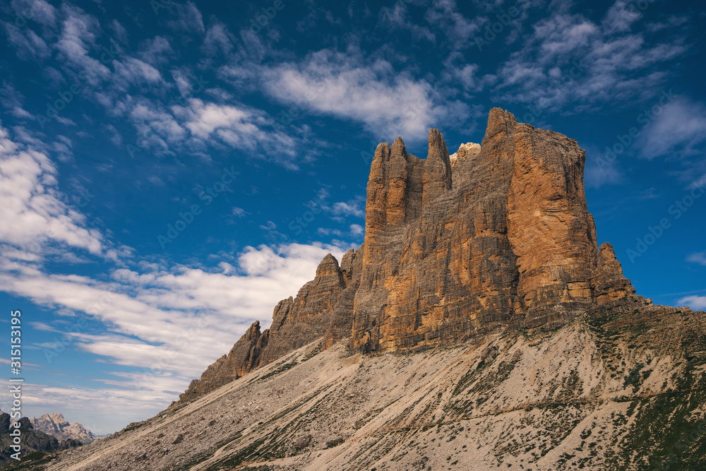 Panoramic view of the Tre Cime di Lavaredo, Dolomites Panoramic view of the Tre Cime di Lavaredo, Dolomites