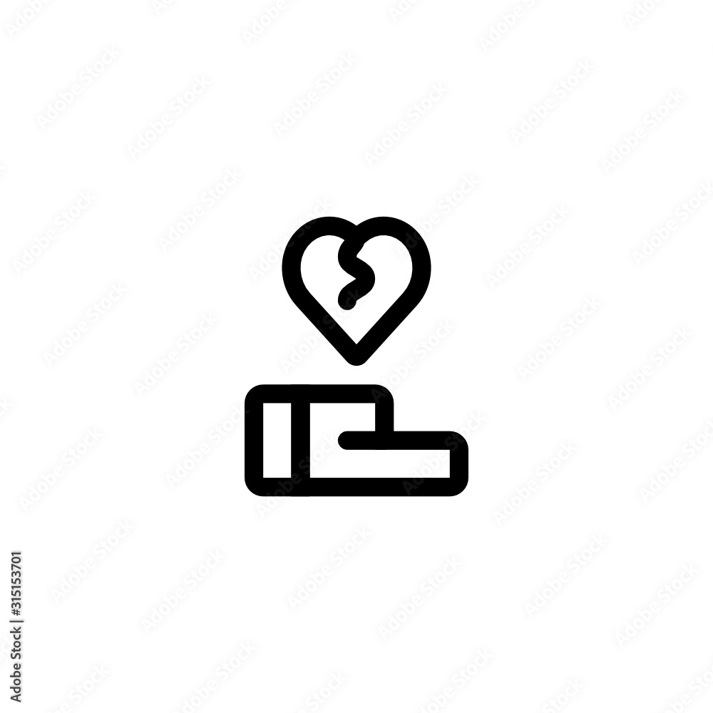 Broken Hearth Hand Icon, Logo, Vector Broken Hearth Hand Icon, Logo, Vector